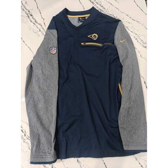 Los Angeles Rams Jacket Men L Nike Dri Fit Navy Blue NFL Football Quarter Zip - Picture 1 of 7